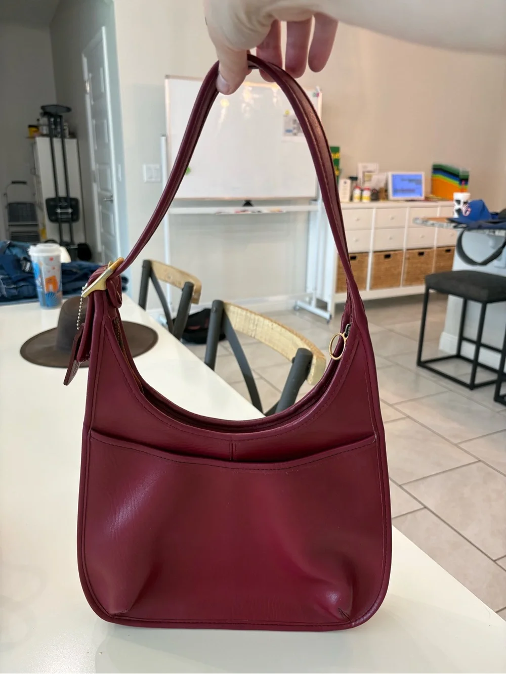 Coach Vintage Red Leather Hobo Shoulder Bag